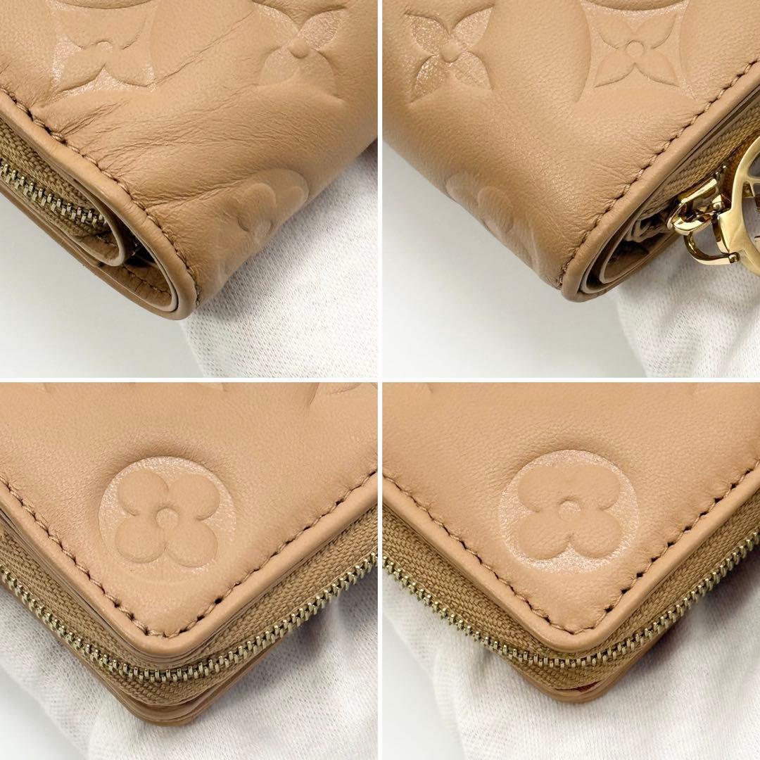 極美品✨ルイヴィトン クッサン ラムレザー ポルトフォイユルー 二つ折り財布 茶