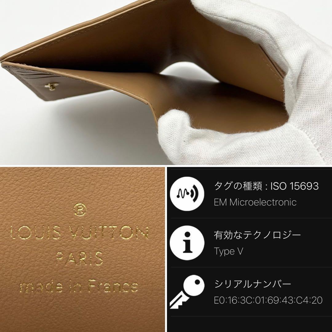 極美品✨ルイヴィトン クッサン ラムレザー ポルトフォイユルー 二つ折り財布 茶