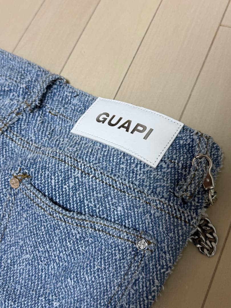 グアピ GUAPI スカイブルー スーパースタックデニム チェーン1個付 30
