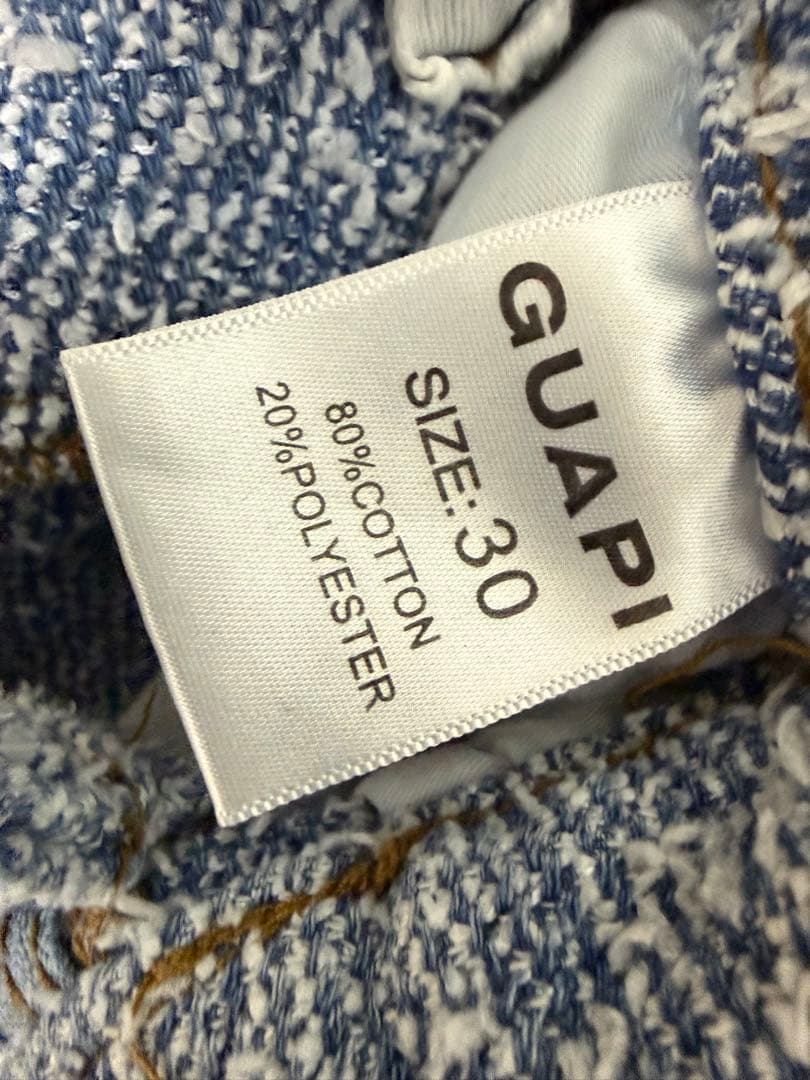グアピ GUAPI スカイブルー スーパースタックデニム チェーン1個付 30