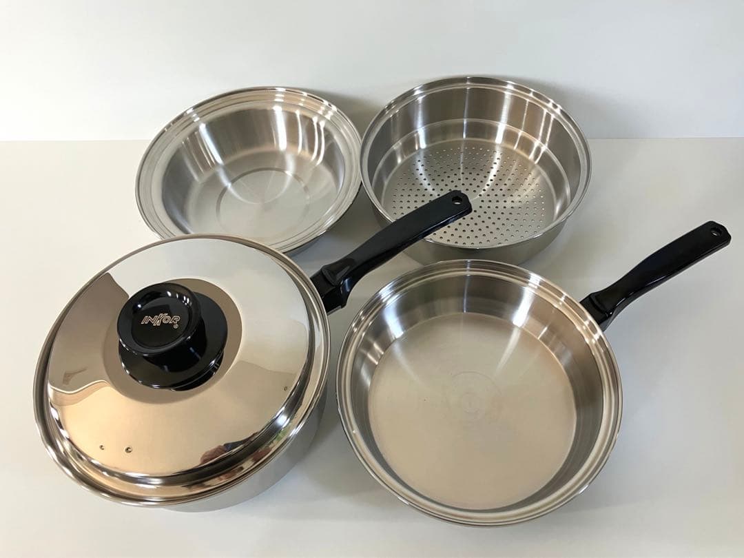 【極美品】インコア　IH対応　片手鍋 3コート、小フライパン、スチーマー