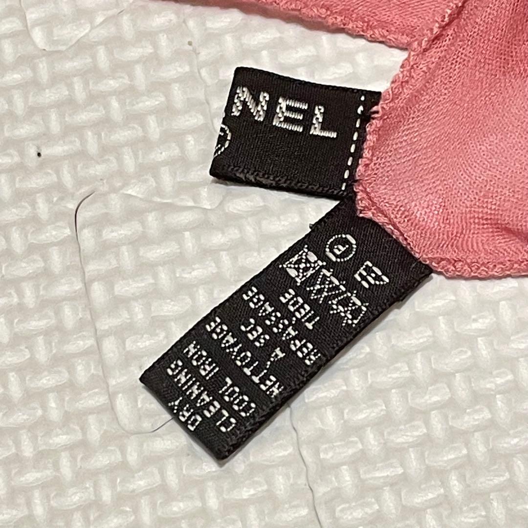 美品 イタリア製 シャネル ココマーク モダールストール ライトピンク ロゴ刺繍