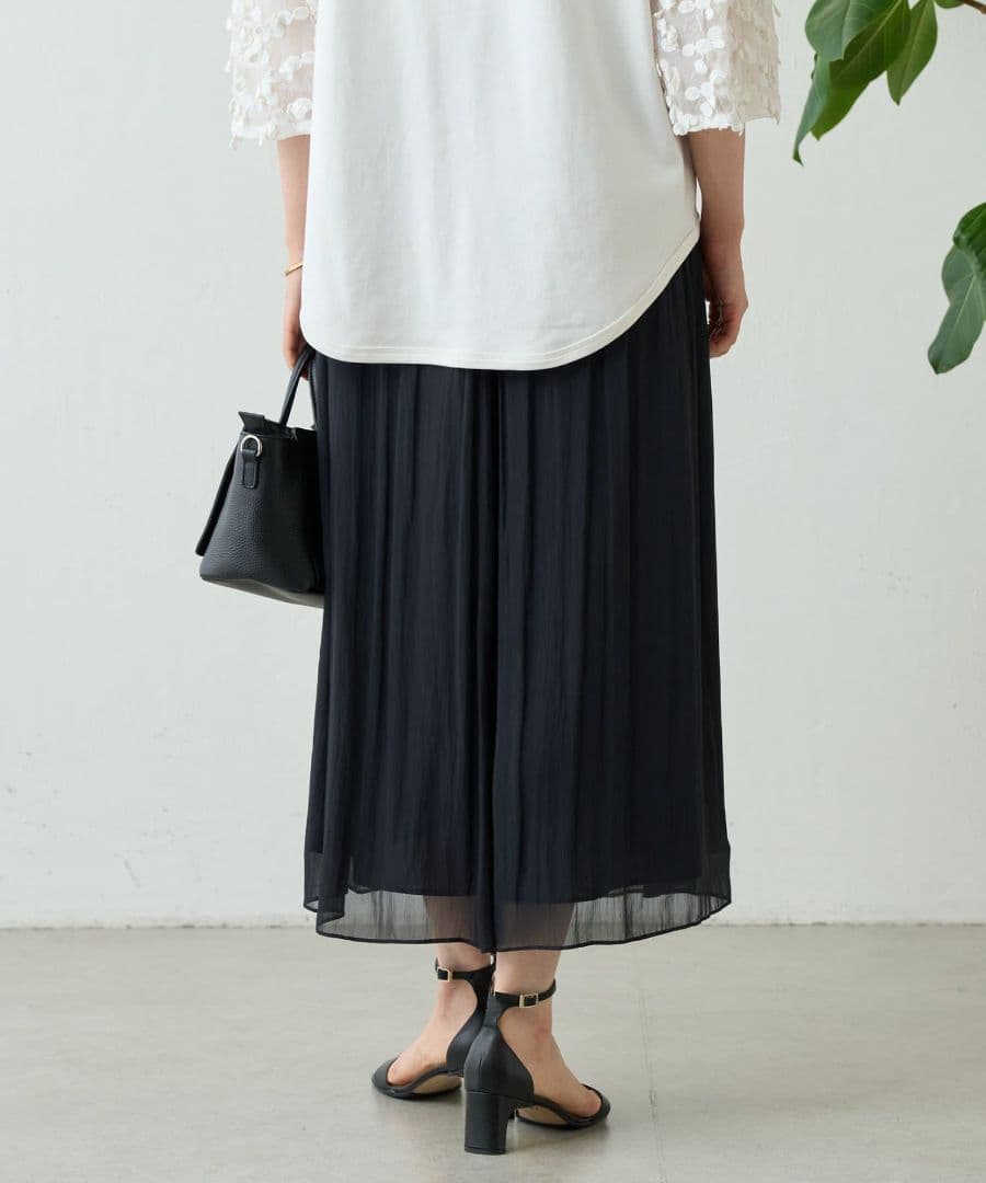 BEARDSLEY　ビアズリー　シワシフォンギャザーパンツ　黒　ブラック
