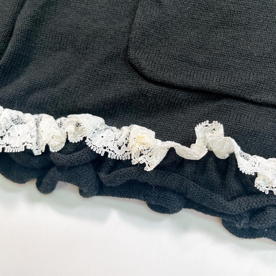 PUTUMAYO プトマヨ 猫耳 フード付き ニットパーカー 黒 レース 刺繍