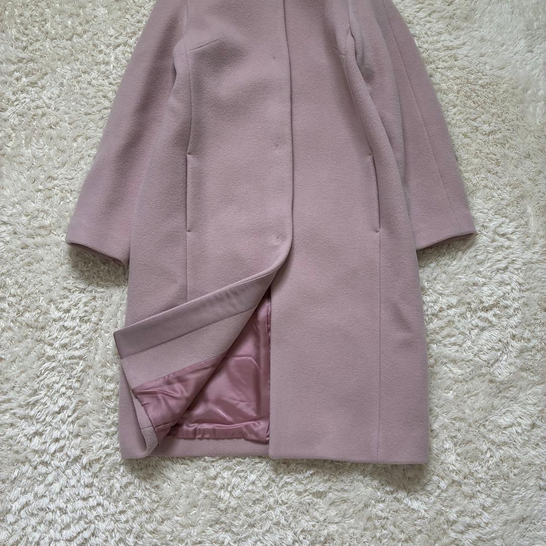 ANAYI アナイ ダブルビーバー クルーコート ノーカラー カシミヤ混 ピンク