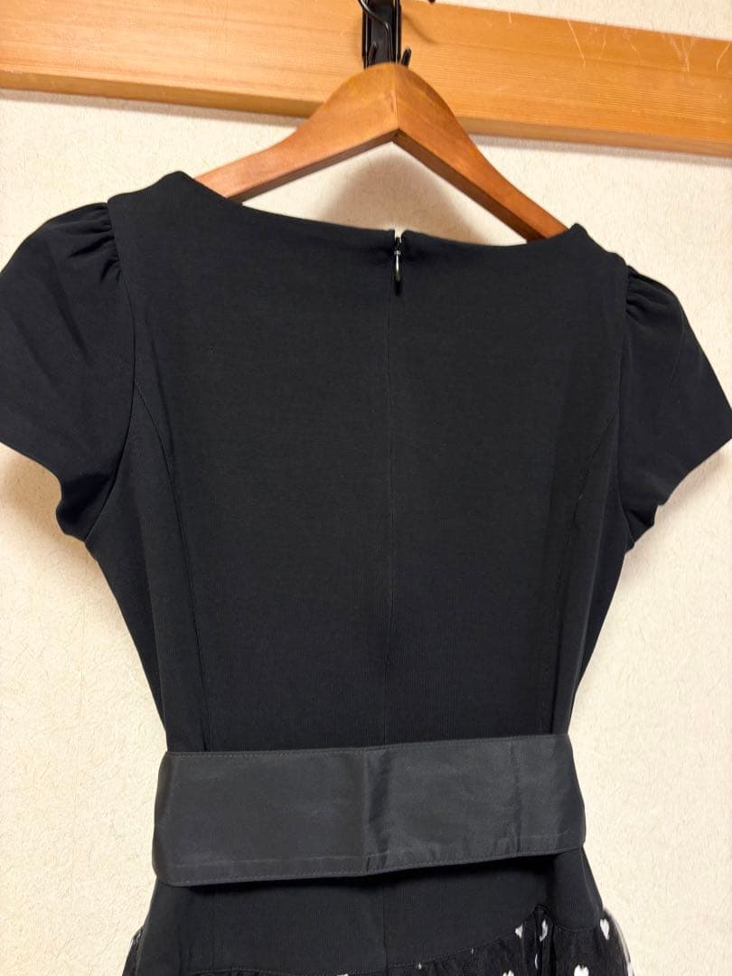 【nero】 エムズグレイシー　ハート刺繍チュールワンピース　36 黒