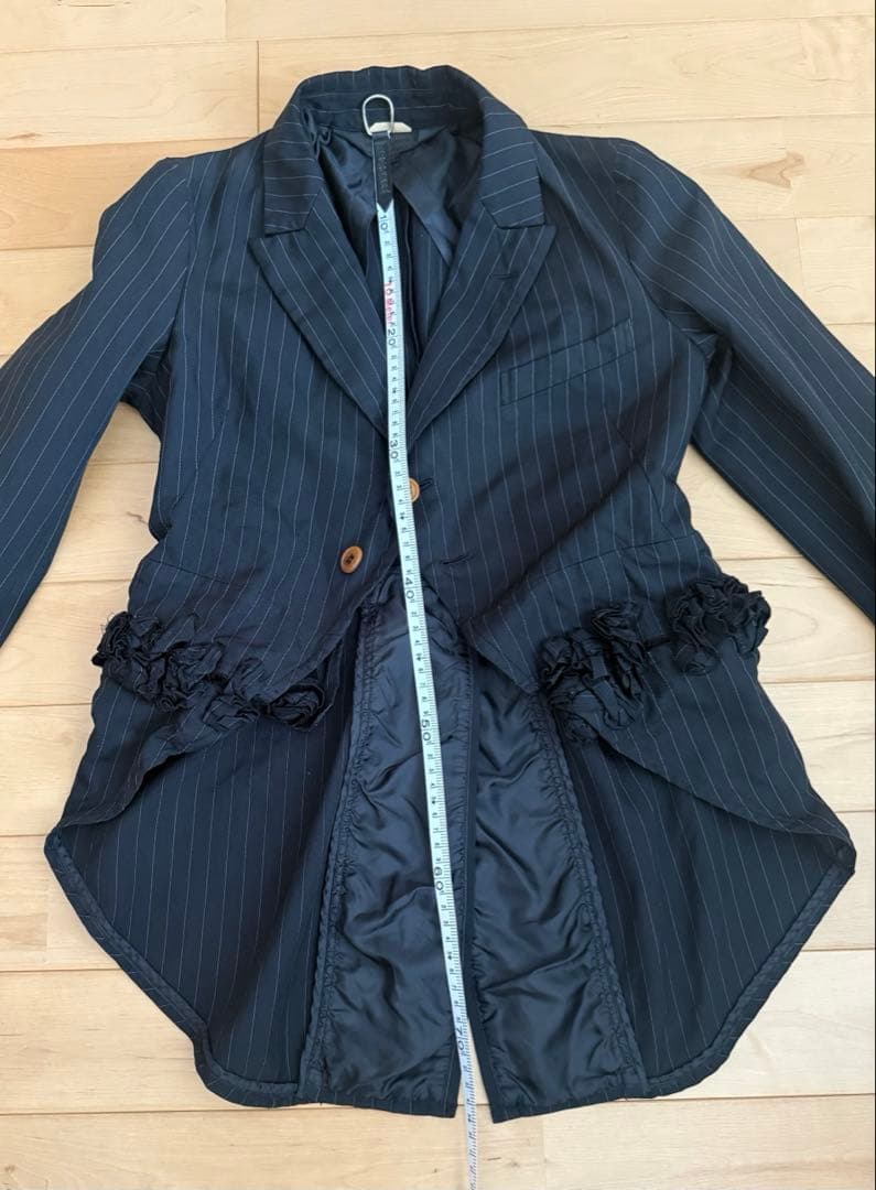 【美品】コムデギャルソン コムコム 14AW 燕尾ストライプフリルジャケット S