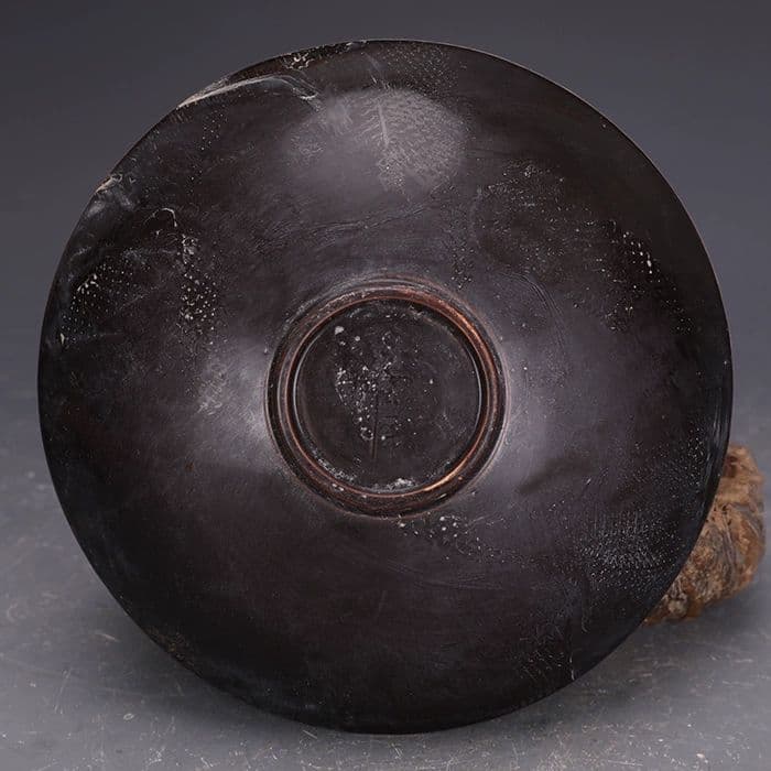 黒定彫雲竜紋笠碗 磁器碗 景徳鎮 陶磁器 装飾品 現代工芸品美術品 置物