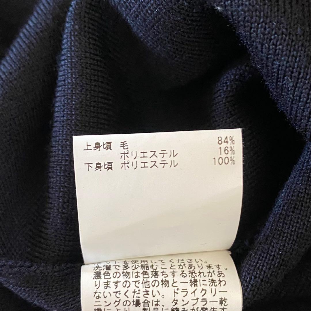 美品✨アナイ　ウールタフタドッキングワンピース ギャザー　切替　膝丈　ブラック