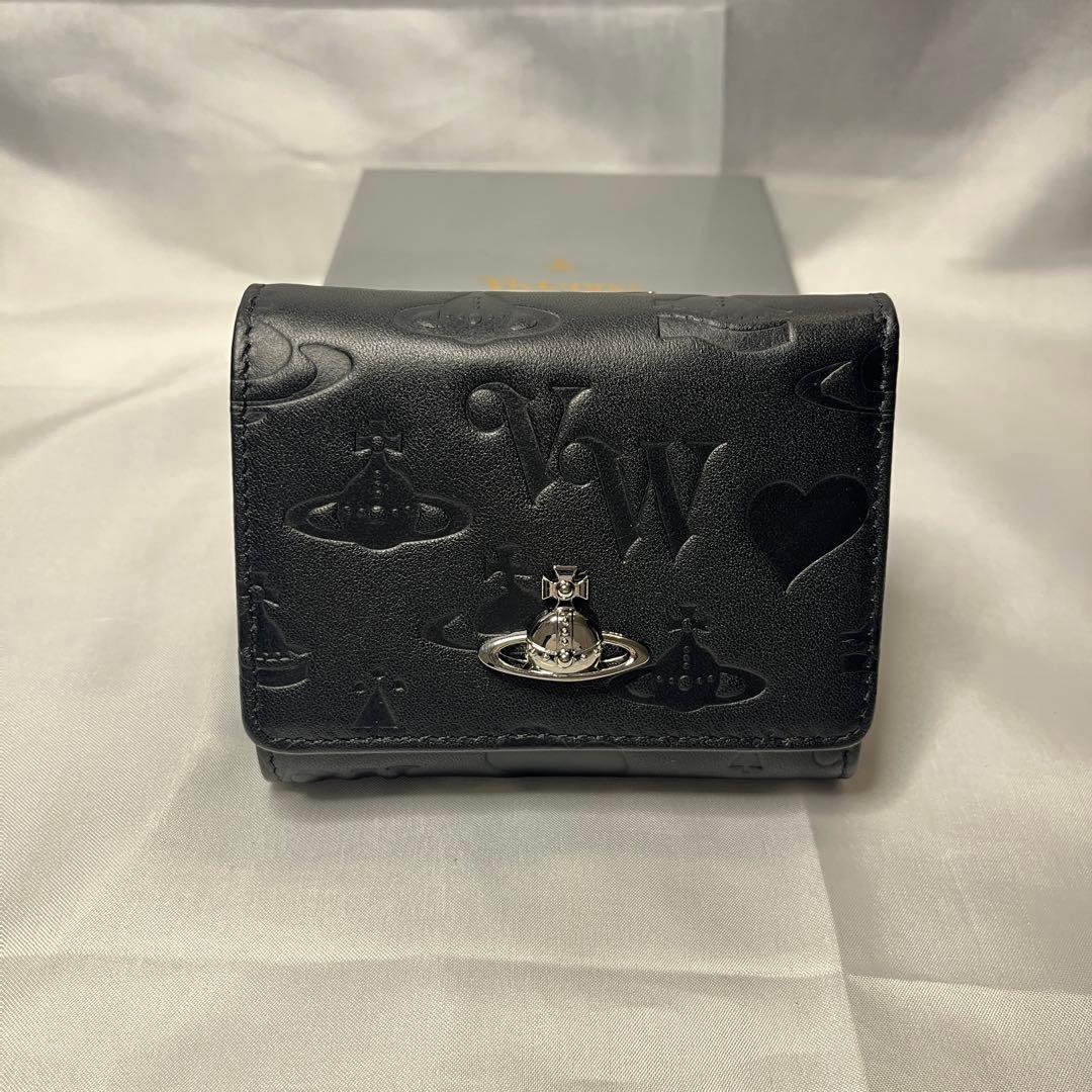 新品 Vivienne Westwood 黒 内装ヴィヴィアン柄 三つ折り財布