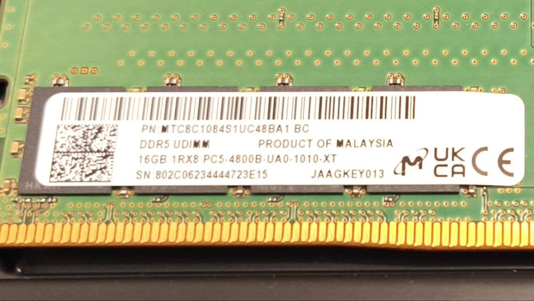 Micron DDR5-4800 32GB 16GB×2