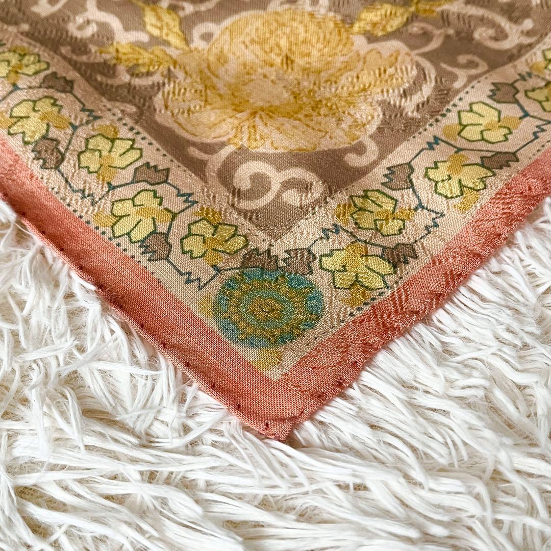 ⭐️SALE⭐ エトロ　ショール　ジャガード　ベージュ　牡丹　菊　シルク混ウール