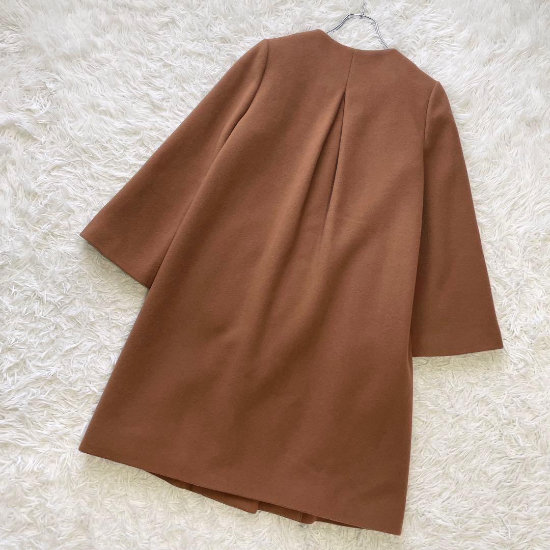極美品✨SHIPS シップス MANTECO ノーカラーウールコート ブラウン