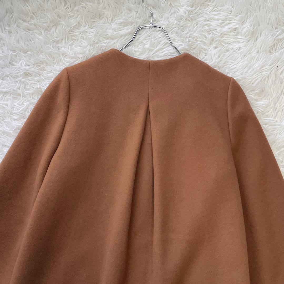 極美品✨SHIPS シップス MANTECO ノーカラーウールコート ブラウン