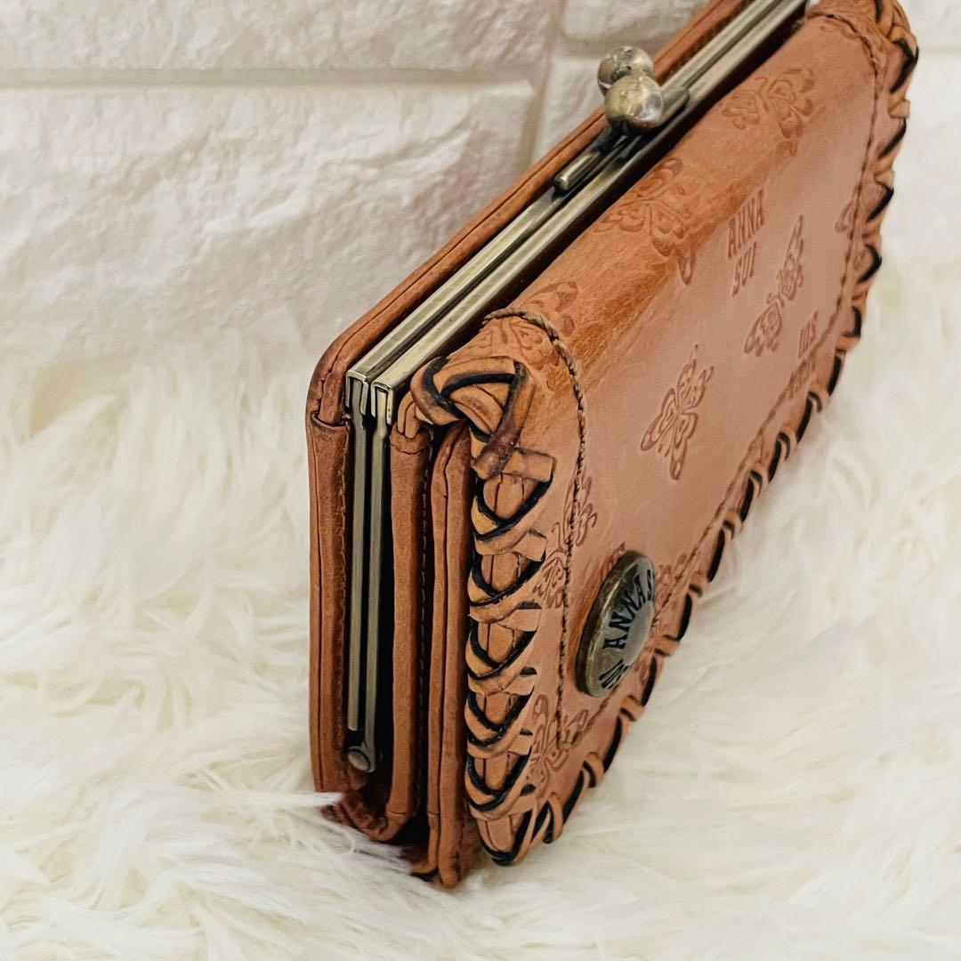 アナスイANNA SUI 3折財布 キャメル アンジェリーナ がま口小銭入れ付き