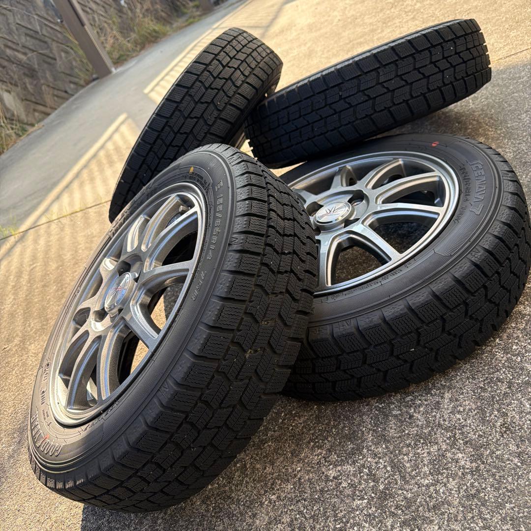 155/80R14 スタッドレスタイヤ 5スポークホイール　グッドイヤー