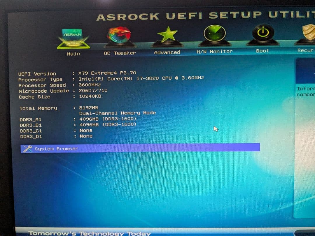 X79 Extreme4, i7-3820, DDR3-1600 8Gセット