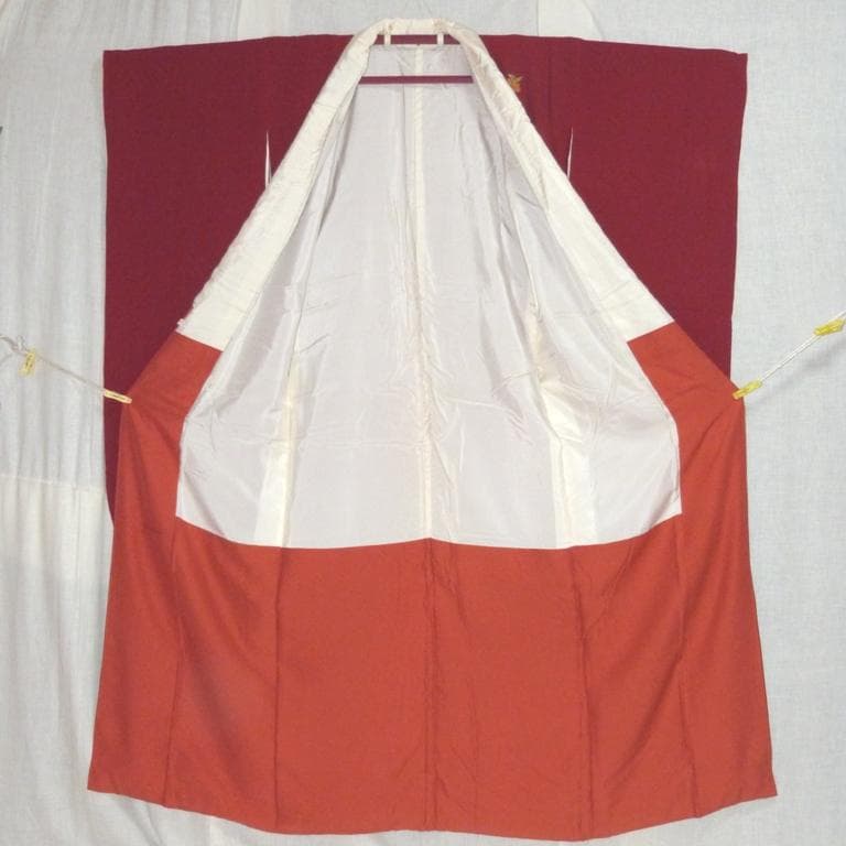 ア*カ様 朱色刺繍御所車牡丹 絹 身丈約157㎝強裄約66㎝ 超美品並6点セット