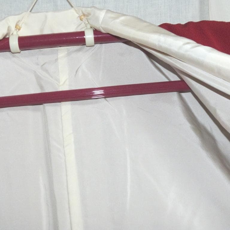 ア*カ様 朱色刺繍御所車牡丹 絹 身丈約157㎝強裄約66㎝ 超美品並6点セット