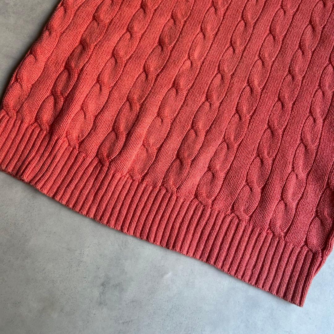現行QRタグ ポロラルフローレン ケーブルニット　ベスト ポニー刺繍 Vネック