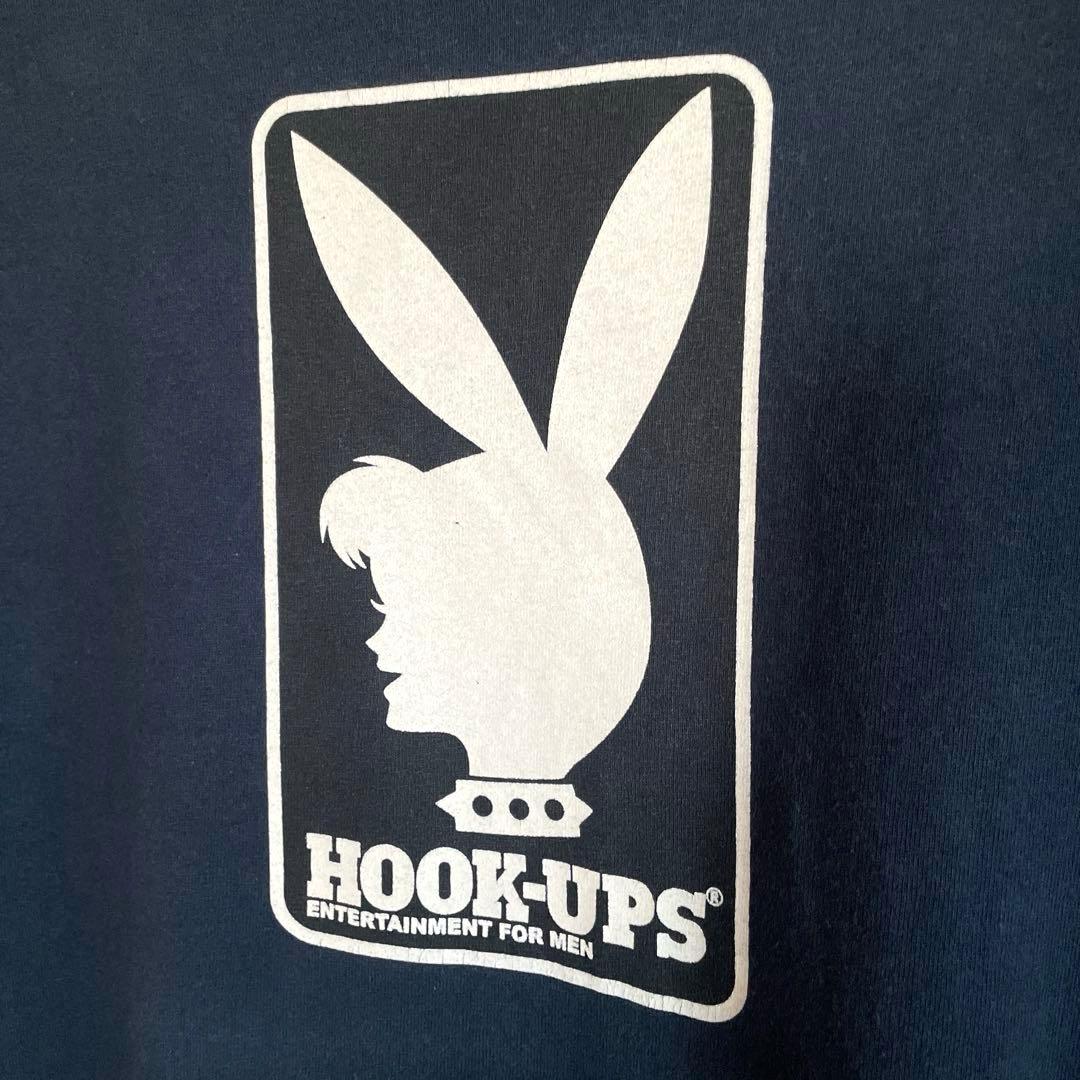 HOOK-UPS オールドスケート Tシャツ ネイビー 古着 ヴィンテージ