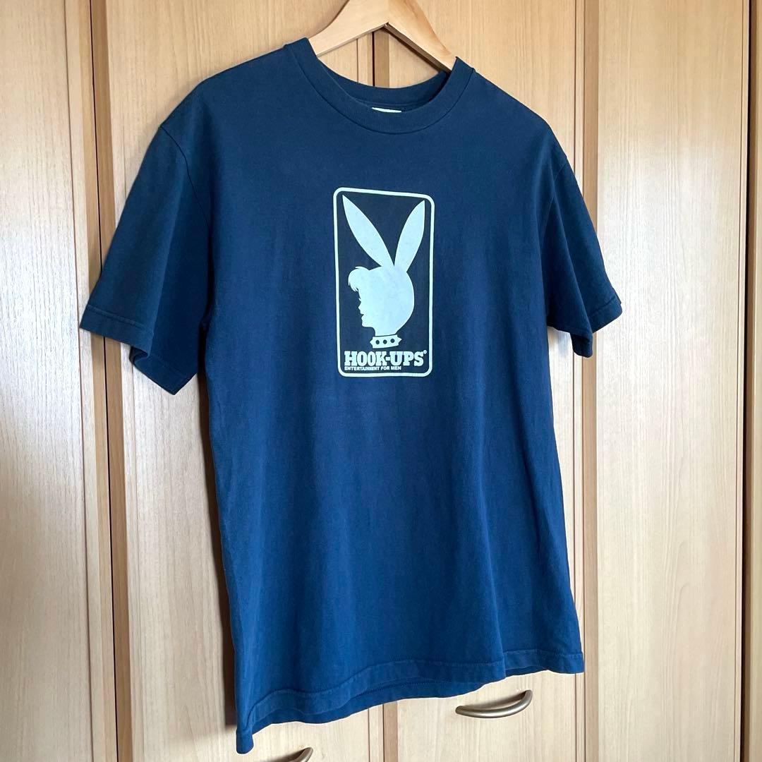 HOOK-UPS オールドスケート Tシャツ ネイビー 古着 ヴィンテージ