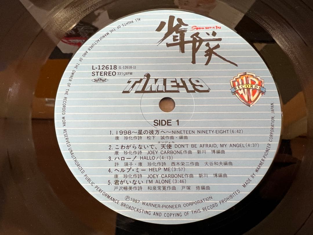 少年隊 TIME-19 レコード LP L-12618完品ステッカー付1987年