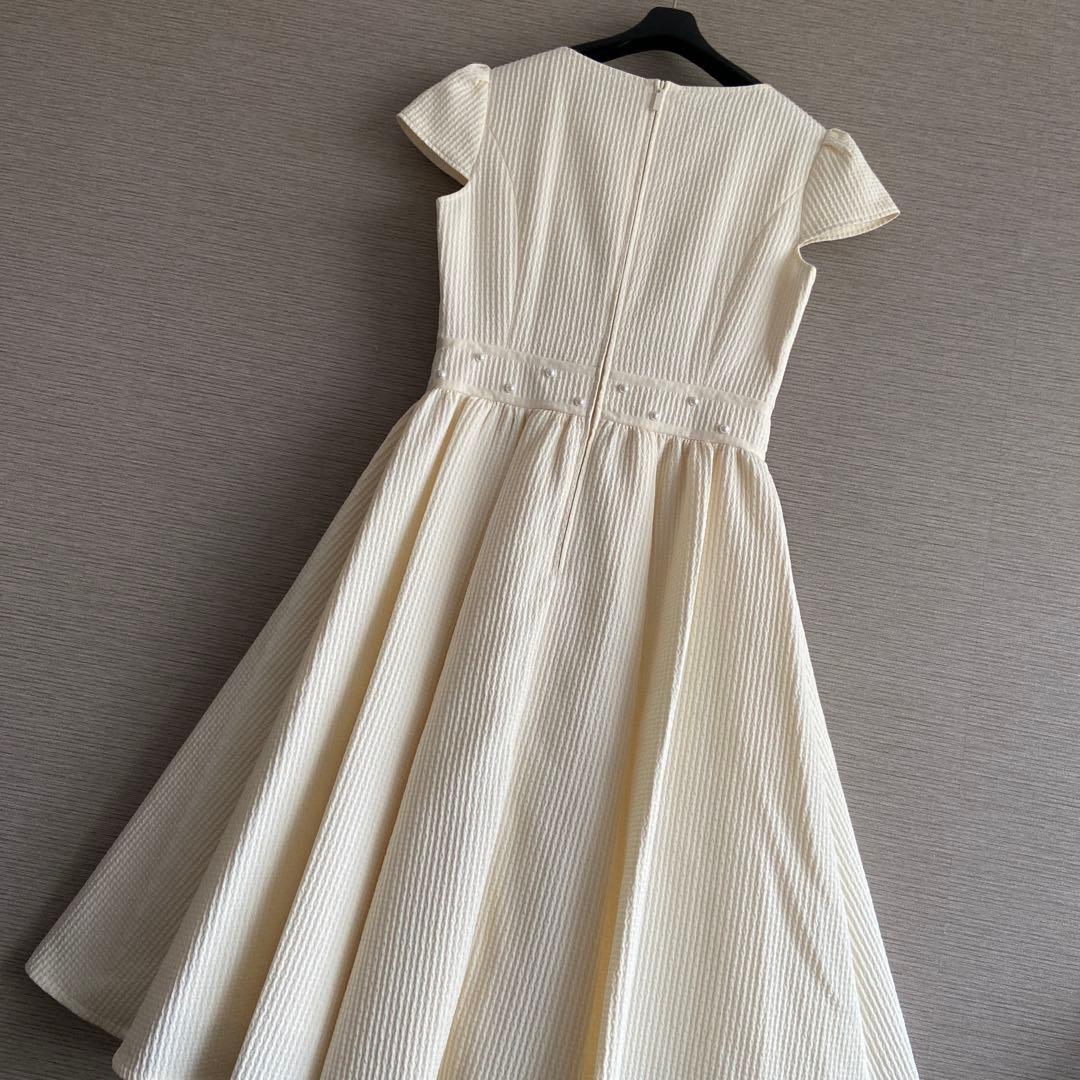 ♡極美品♡ Rene ルネ 希少38 ウエストパール ワンピース ライトイエロー