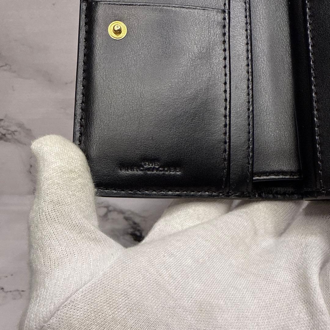 (美品)大人気、マークジェイコブス、折財布、L字ジップ、オールレザー、シボ革、黒