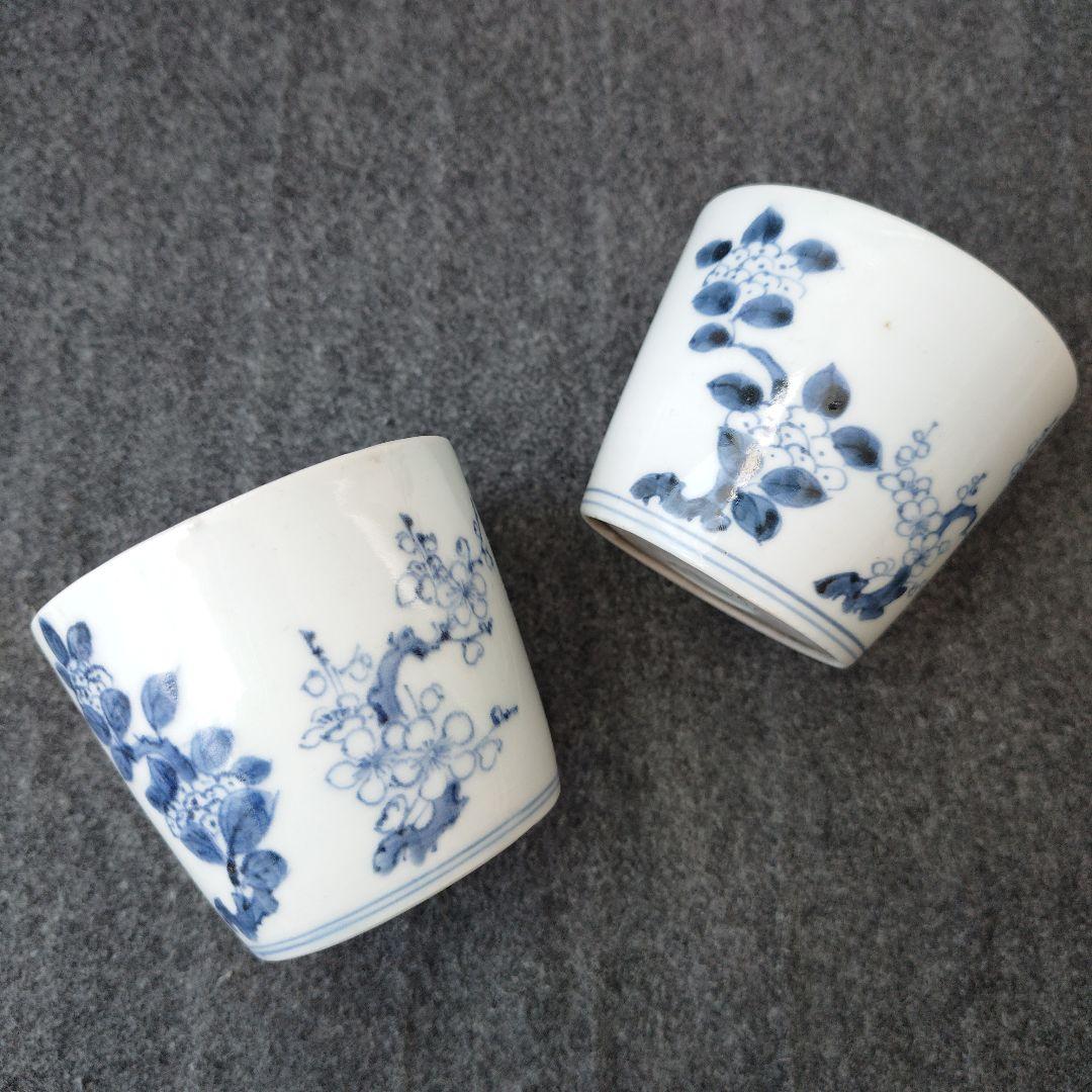 古伊万里 染付 蕎麦猪口 桜 紫陽花 花鳥文 雲龍文 肥前 時代物 江戸期