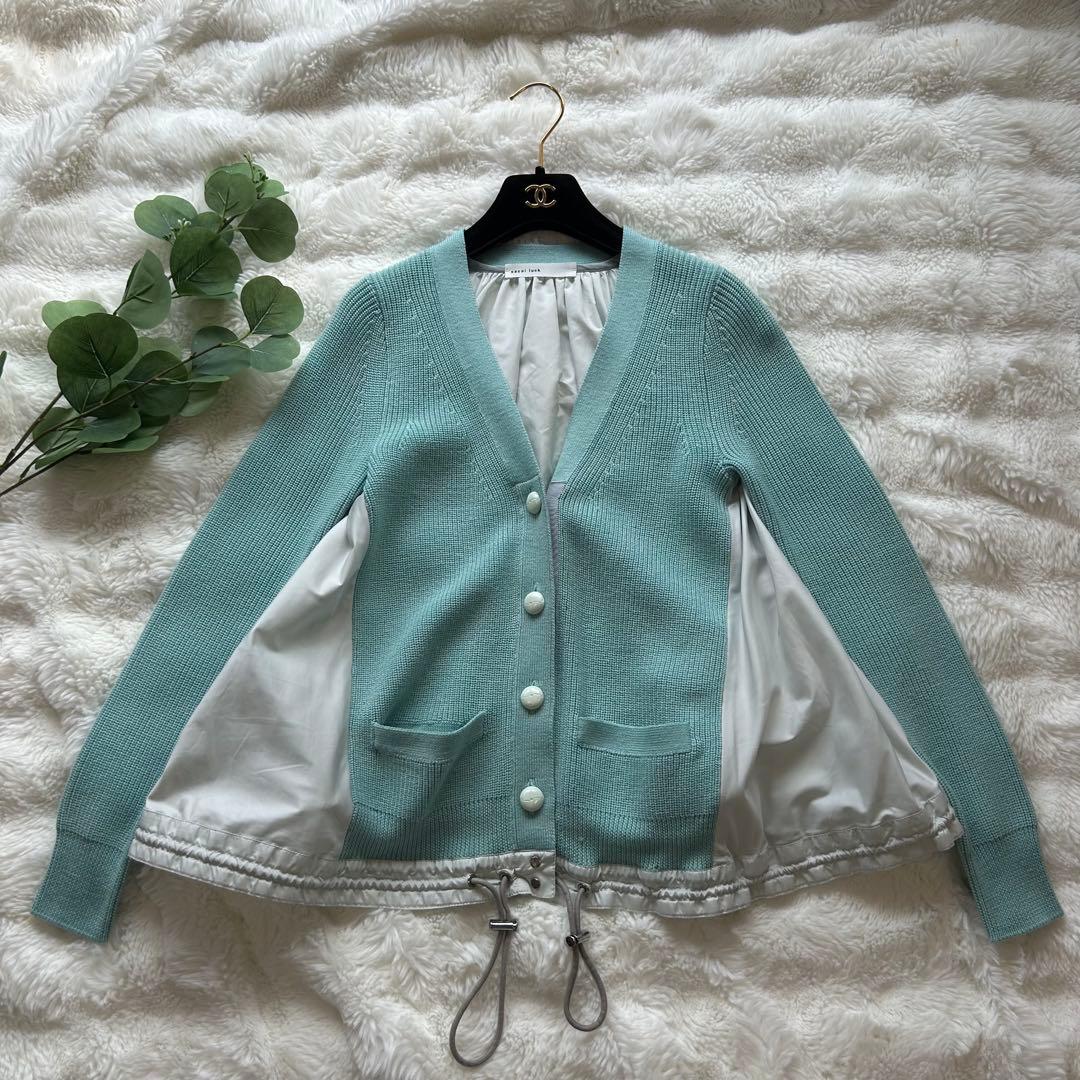 【希少】sacai luck 切替カーディガン 異素材ドッキング ウール 春