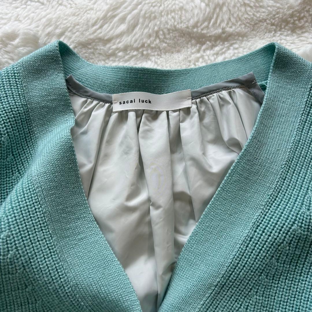 【希少】sacai luck 切替カーディガン 異素材ドッキング ウール 春