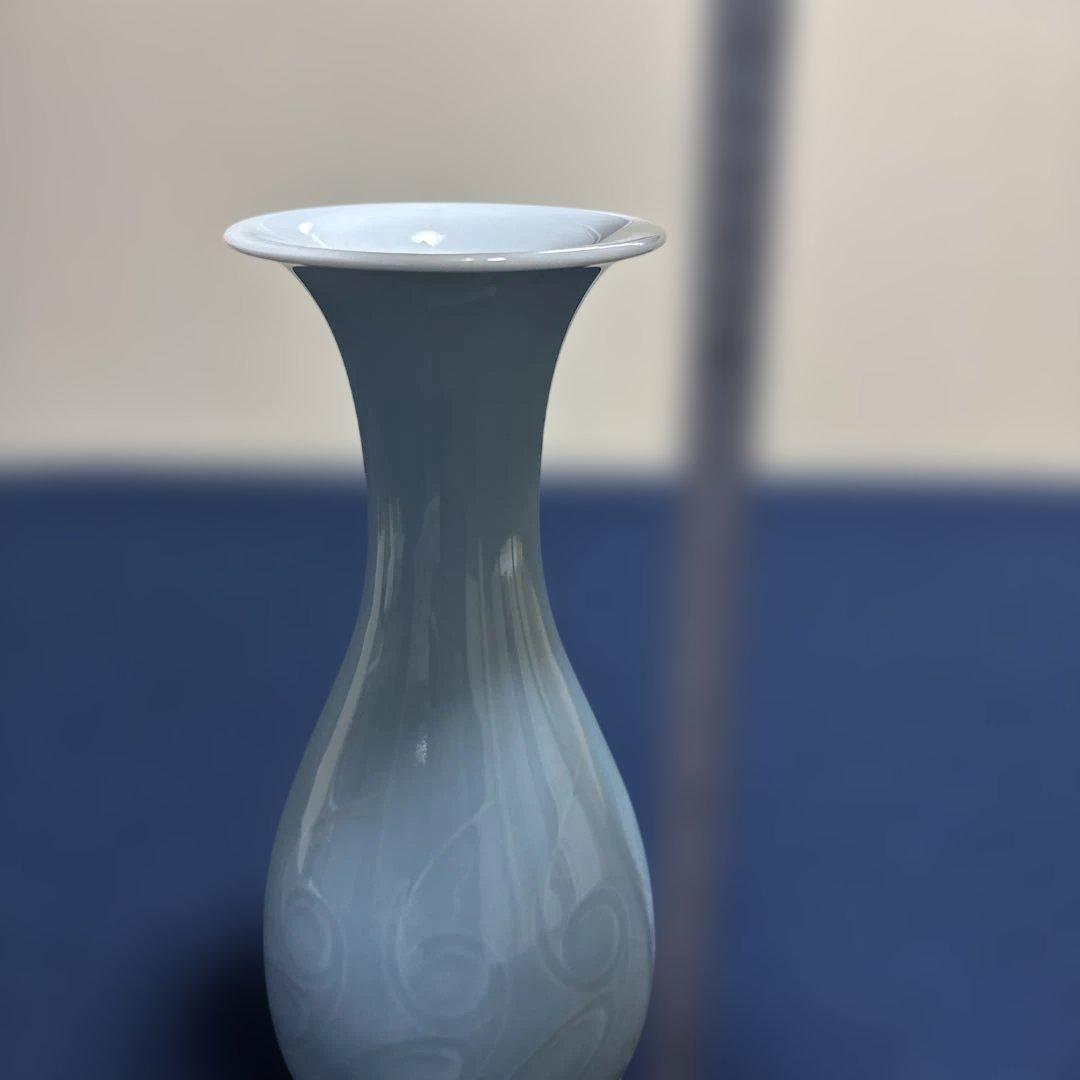 伊藤翠壺　天藍瓷　花瓶　花入