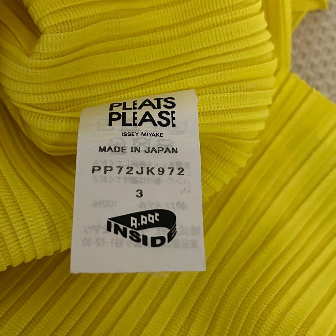 PLEATSPLEASE イッセイミヤケ カットソー　半袖　レモンイエロー　3