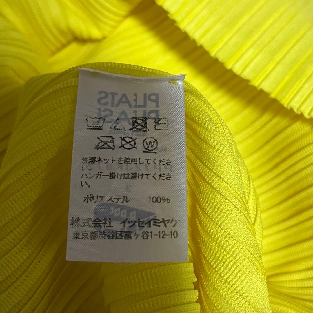 PLEATSPLEASE イッセイミヤケ カットソー　半袖　レモンイエロー　3