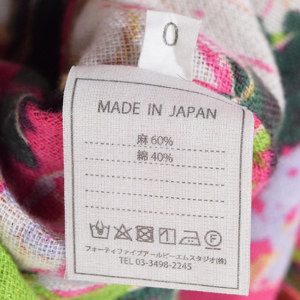 45R コットン リネン 二重織 フラワー 馬比古 DRESS ワンピース 花柄