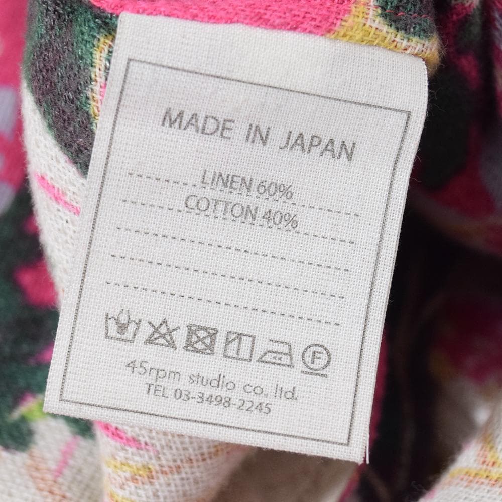45R コットン リネン 二重織 フラワー 馬比古 DRESS ワンピース 花柄