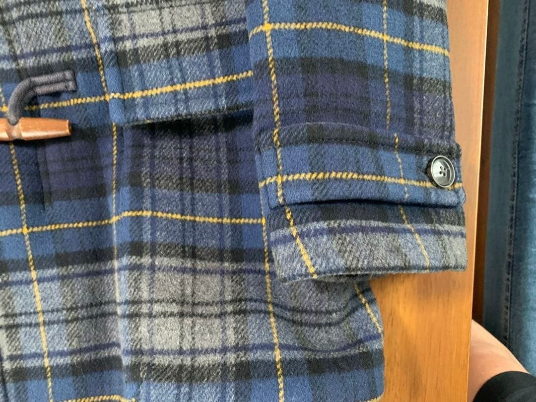   ネイビー・グレー チェック ダッフルコート