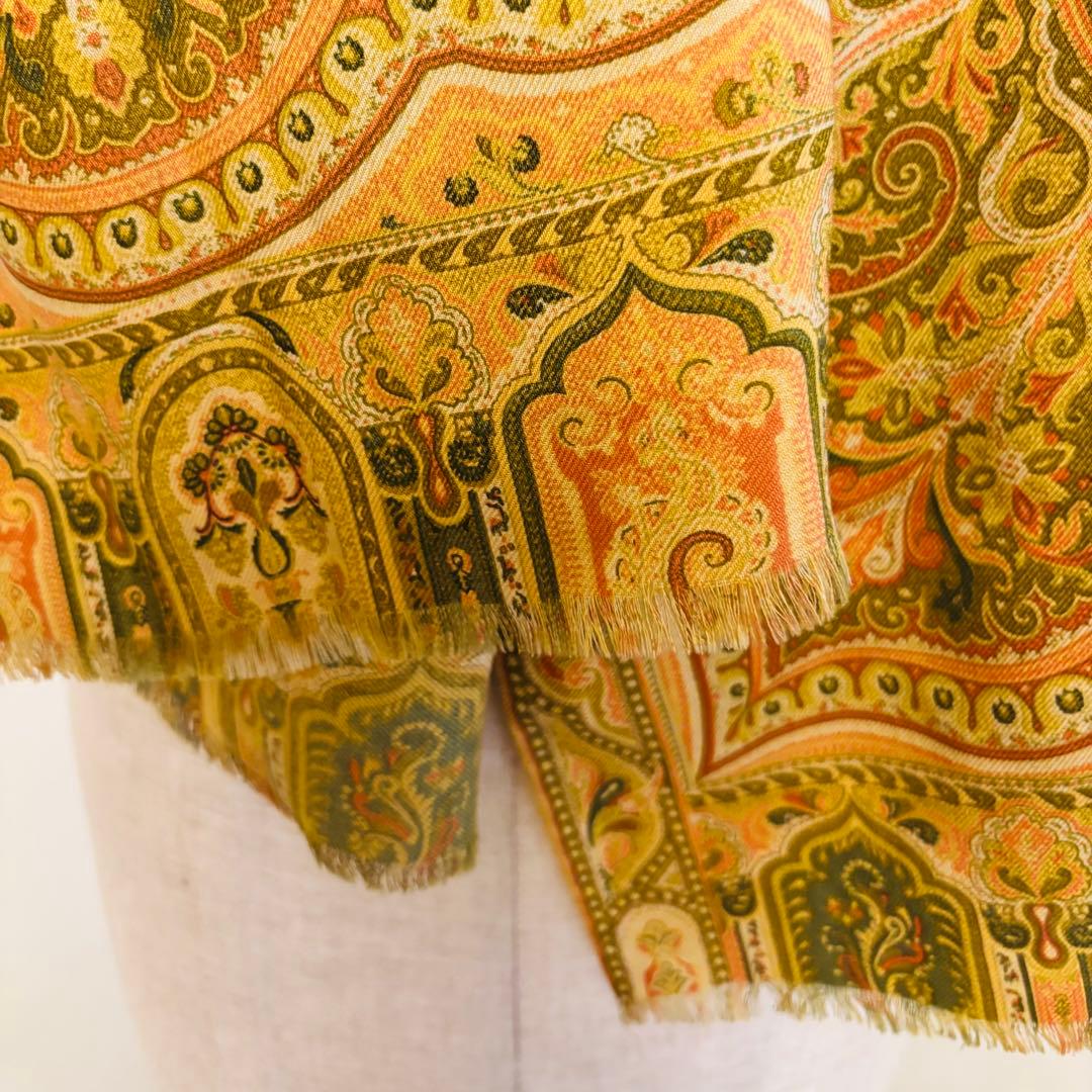 ETRO 大判ストール 上品ペイズリー ウールシルク