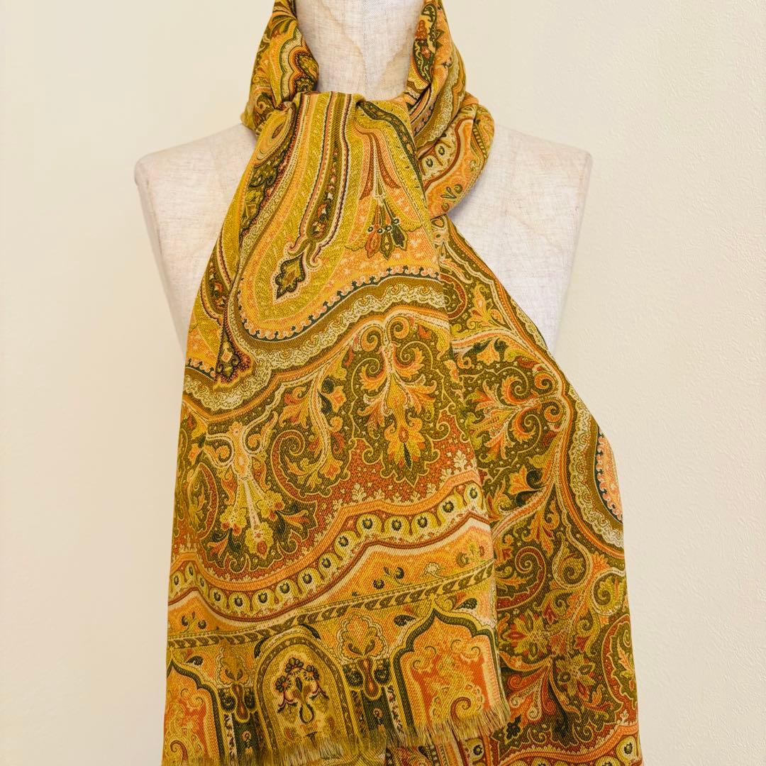 ETRO 大判ストール 上品ペイズリー ウールシルク