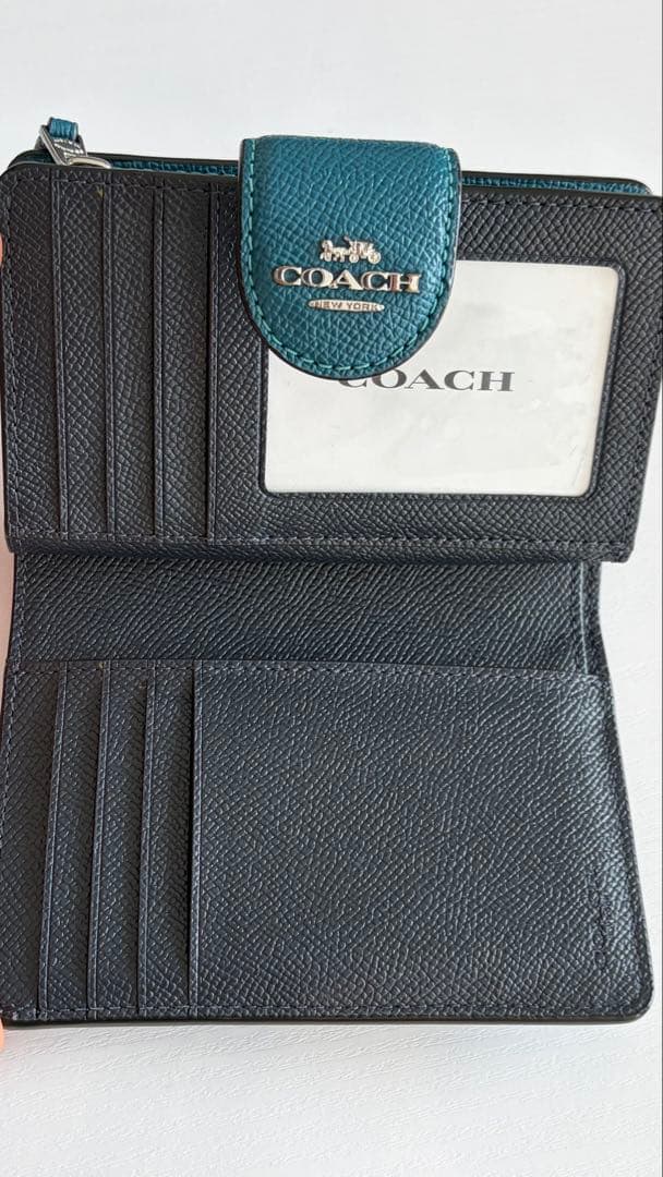 COACH 二つ折り財布 ティール