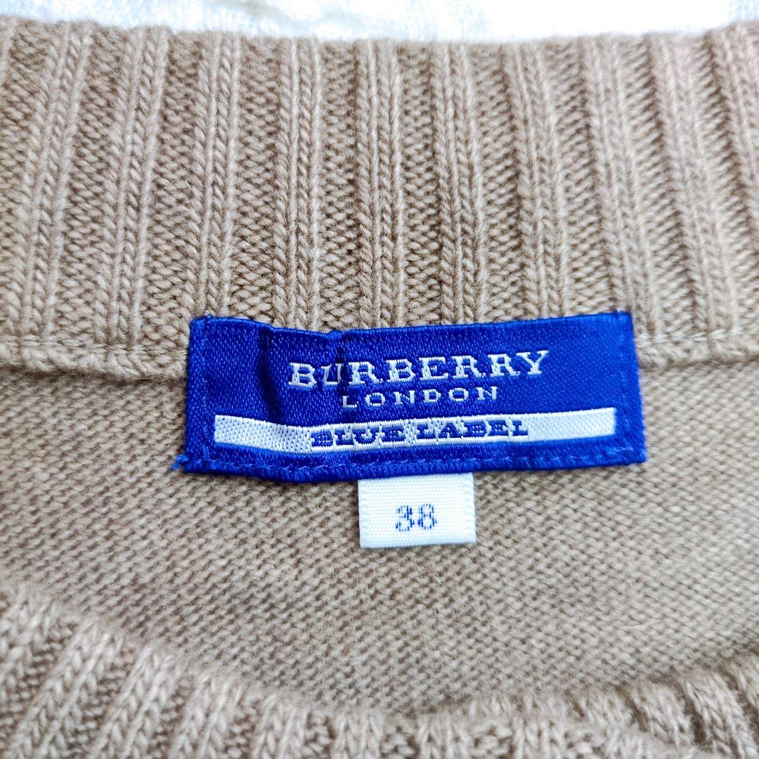 BURBERRY BLUE LABAL　アーガイル柄カシミヤ混ひざ丈ワンピース