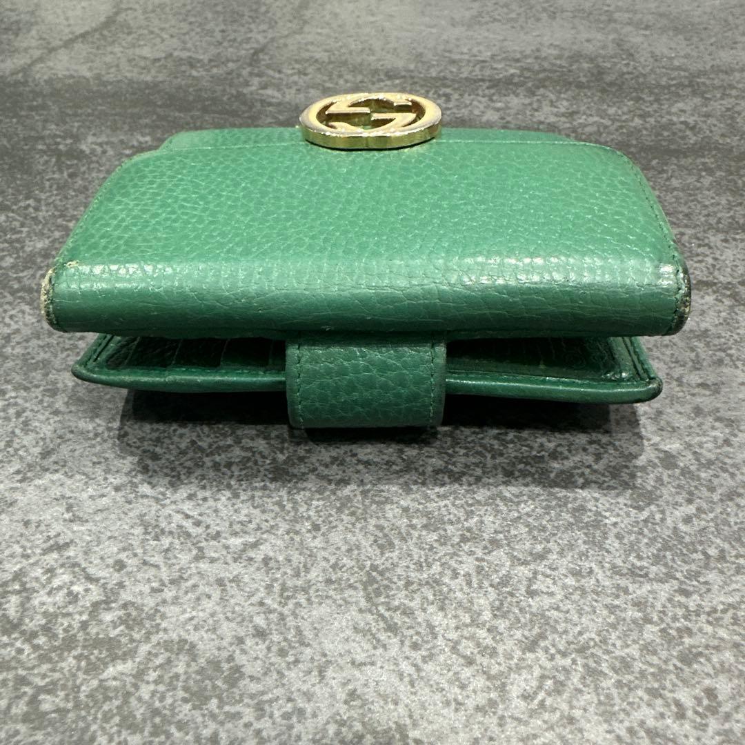 GUCCI グッチ GG インターロッキング 二つ折り財布 グリーン