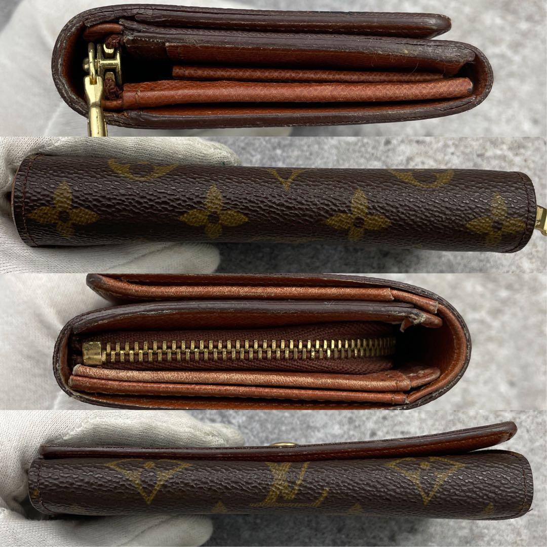 【外側美品】ルイヴィトン 折り財布 ブラウン レザー 茶色 ラウンドファスナー