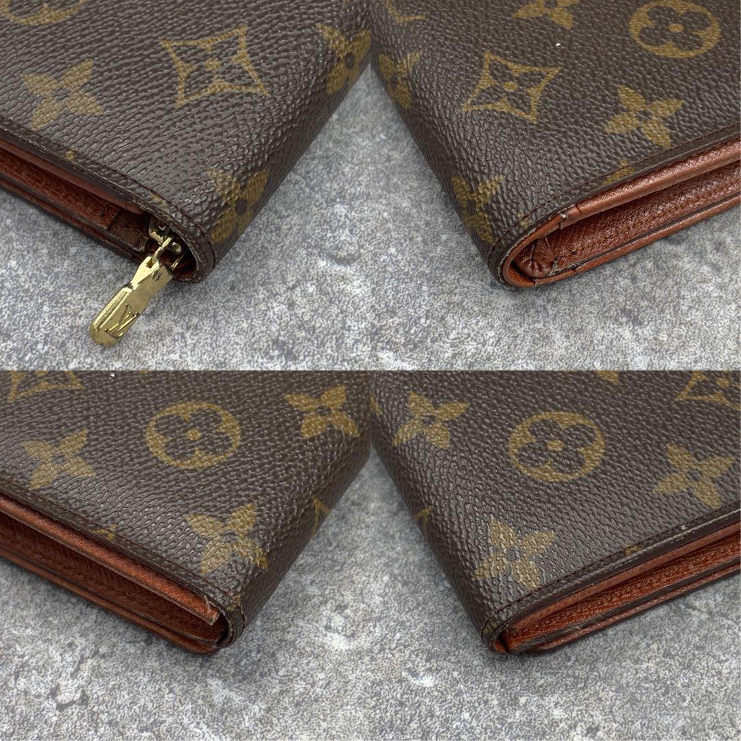 【外側美品】ルイヴィトン 折り財布 ブラウン レザー 茶色 ラウンドファスナー