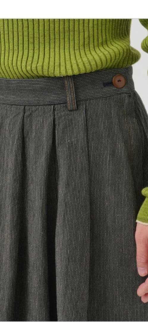 パラスパレス インディゴ ヒッコリー タック ロングスカート
