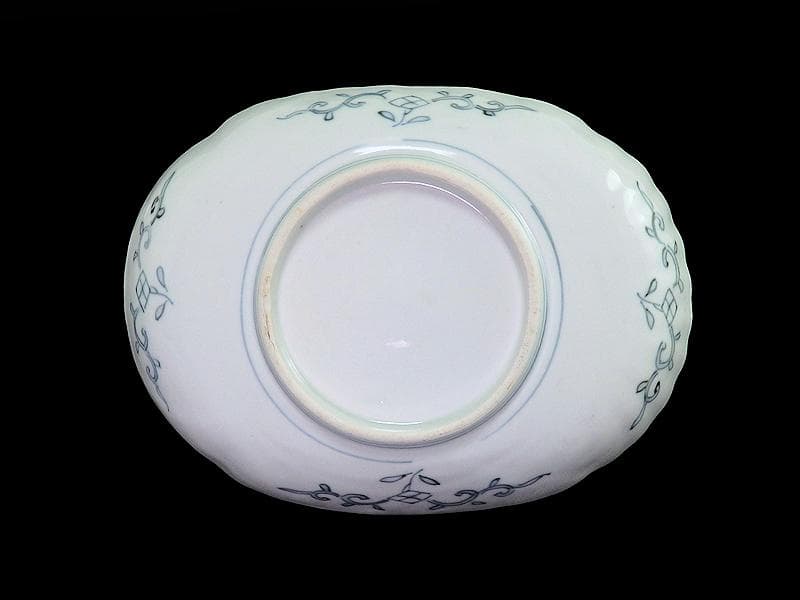 古伊万里　金襴手　陽刻　桐に鳳凰　菊の図　楕円長皿　F054AS-fbvo