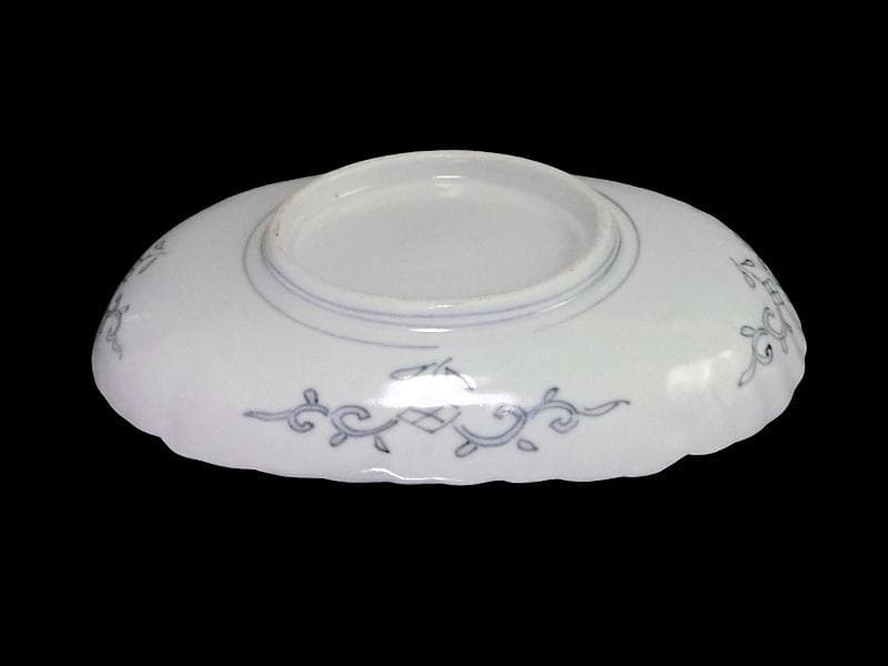 古伊万里　金襴手　陽刻　桐に鳳凰　菊の図　楕円長皿　F054AS-fbvo