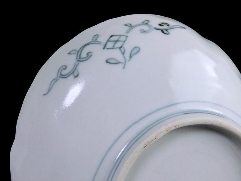 古伊万里　金襴手　陽刻　桐に鳳凰　菊の図　楕円長皿　F054AS-fbvo