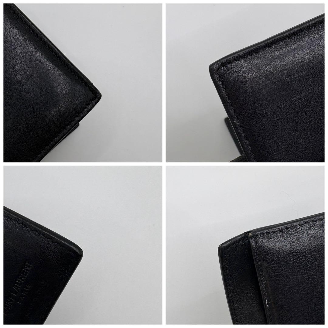 【極美品】サンローラン 三つ折り財布 スタッズ レザー ブラック
